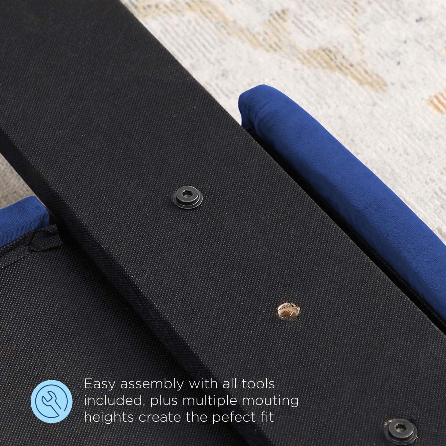 Bed | CasaFoyer Juliet Tufted Performance Velvet King/Cal King Headboard | Vintage Elegance | Plush Padding | Stain-Resistant Velvet | Adjustable Height | Navy | casafoyer.myshopify.com