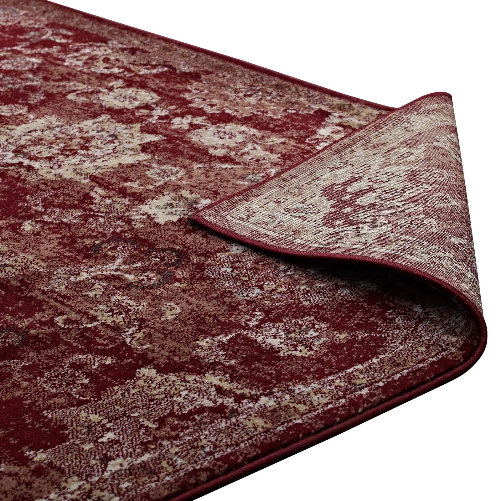 area rugs | Cynara Distressed Floral Persian Medallion Area Rug | Durable | Stain Resistant | 5x8 | Burgundy & Beige | casafoyer.myshopify.com