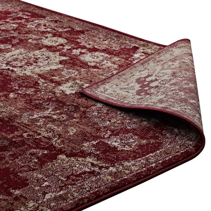 area rugs | Cynara Distressed Floral Persian Medallion Area Rug | Durable | Stain Resistant | 5x8 | Burgundy & Beige | casafoyer.myshopify.com