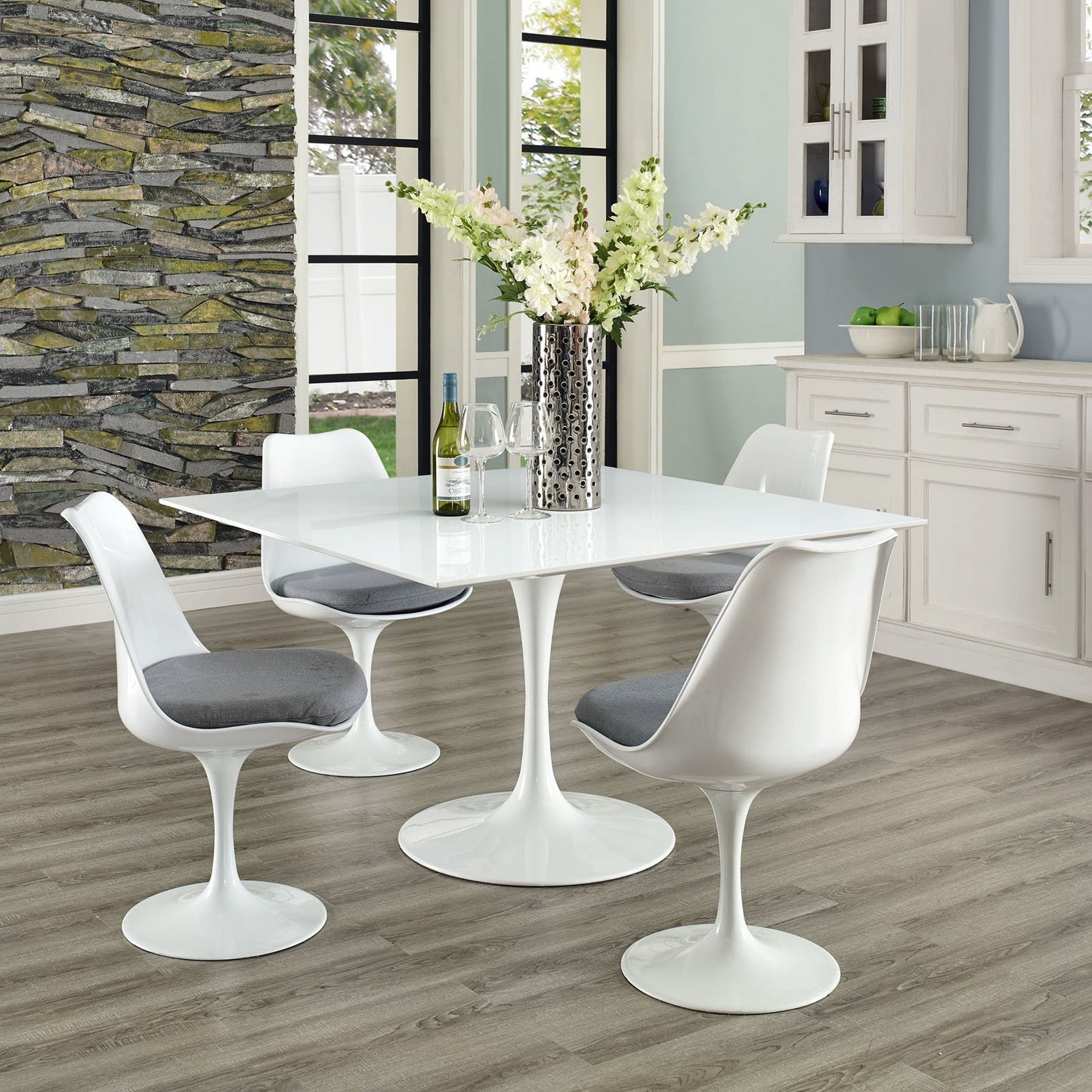 Dining Table | Lippa 47 Square Dining Table | Timeless Modern Design | White Top | Metal Tapered Base | Chip-Resistant Finish | casafoyer.myshopify.com