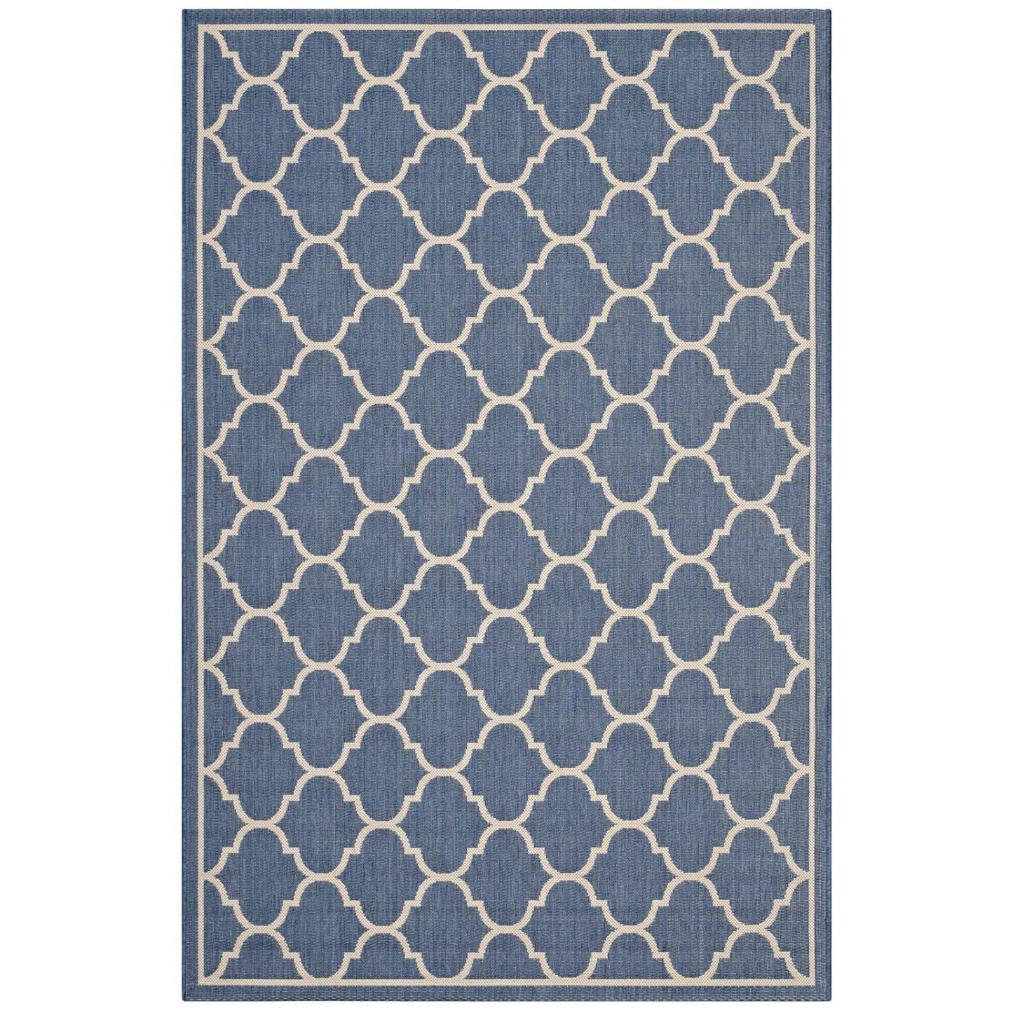 Carpet & Rugs | CasaFoyer Avena Moroccan Quatrefoil Trellis 5x8 Indoor/Outdoor Area Rug | Durable, Soft, Fade & Stain Resistant | Blue/Beige | casafoyer.myshopify.com