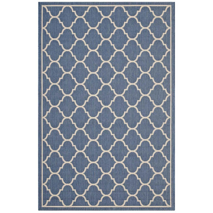 Carpet & Rugs | CasaFoyer Avena Moroccan Quatrefoil Trellis 5x8 Indoor/Outdoor Area Rug | Durable, Soft, Fade & Stain Resistant | Blue/Beige | casafoyer.myshopify.com