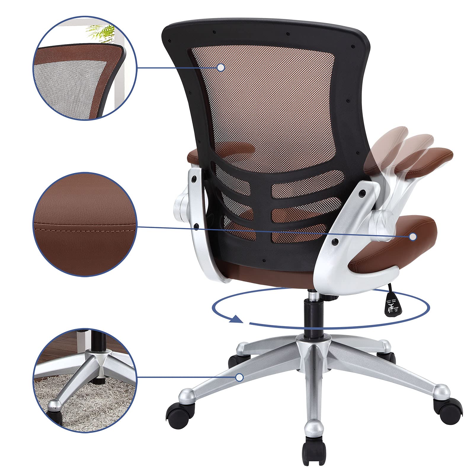 Chair | Attainment Office Chair | Optimal Support & Comfort | Breathable Mesh Back | Lumbar Support | Flip-Up Arms | Padded Waterfall Seat | Black | casafoyer.myshopify.com