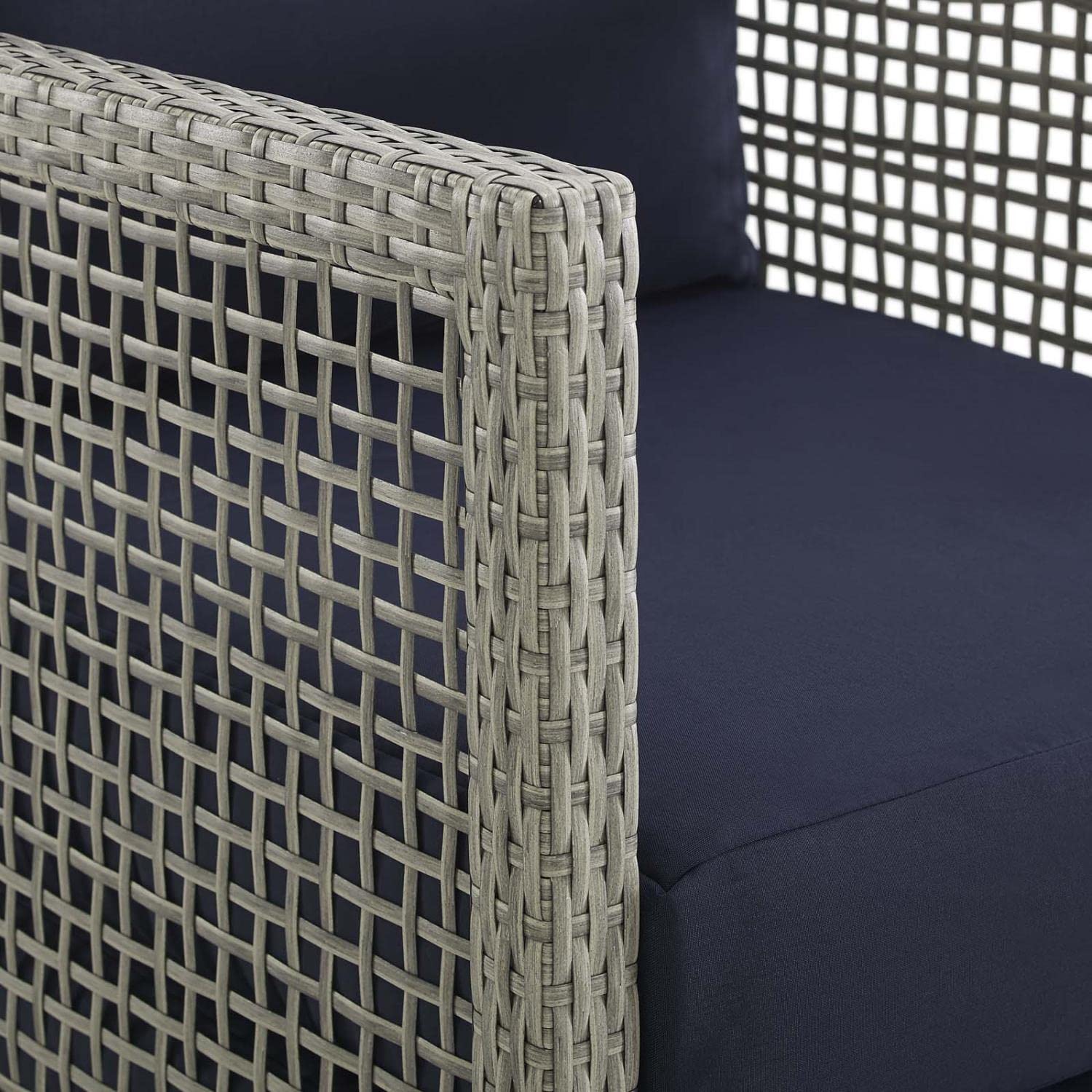 sofas | CasaFoyer Aura Outdoor Patio Sofa | Synthetic Gray-on-Gray Wicker Rattan | Aluminum Frame | All-Weather Cushions | Extra Wide & Deep Body | Fully Assembled | casafoyer.myshopify.com