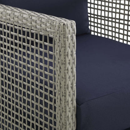 sofas | CasaFoyer Aura Outdoor Patio Sofa | Synthetic Gray-on-Gray Wicker Rattan | Aluminum Frame | All-Weather Cushions | Extra Wide & Deep Body | Fully Assembled | casafoyer.myshopify.com