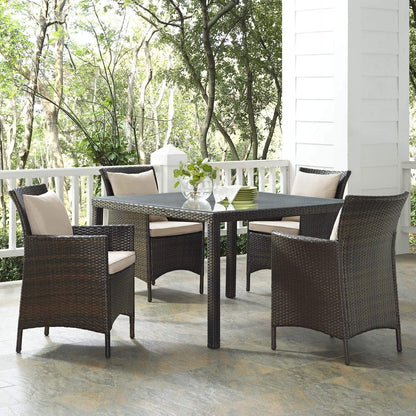 kitchen and dining room sets | CasaFoyer Conduit Outdoor Patio Dining Collection | Transitional Style | UV-Resistant Wicker Rattan | Waterproof Cushions | 5 Piece Set | casafoyer.myshopify.com