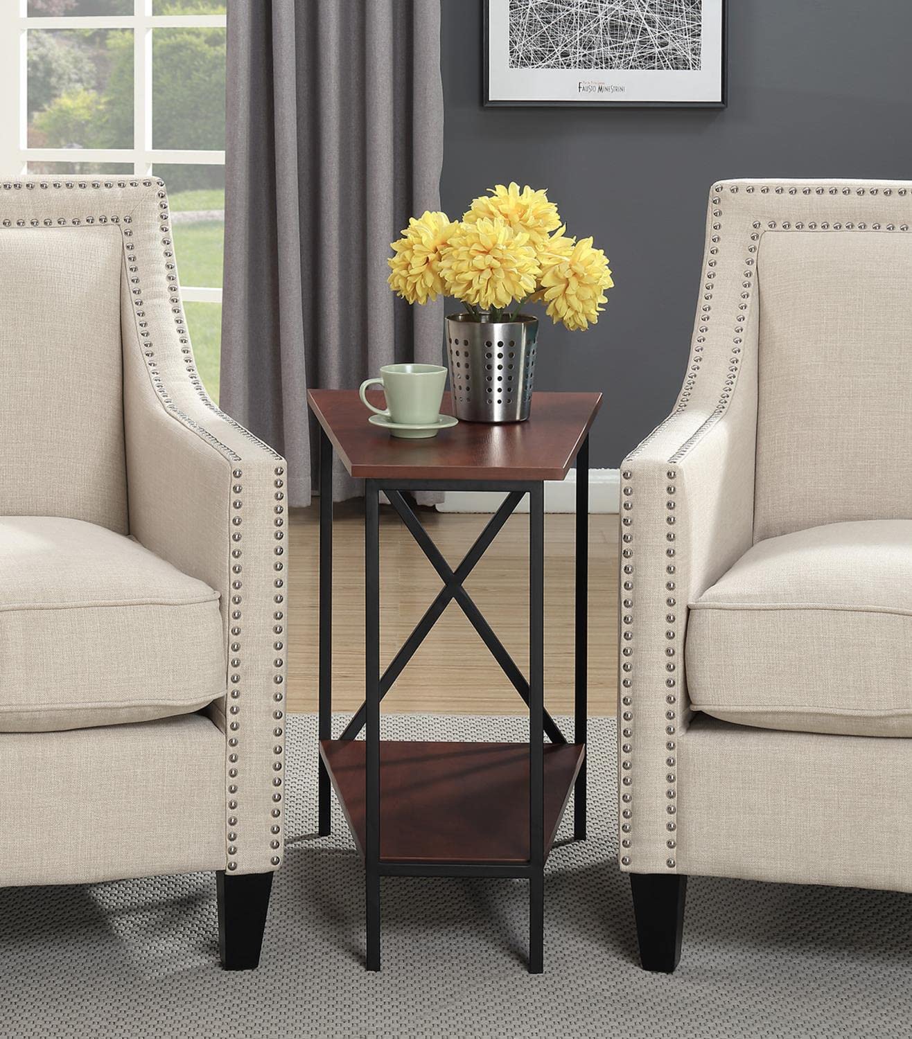 TABLE | Tucson Wedge End Table with Shelf | Space-Saving Design | Sturdy Metal Frame | Contemporary Aesthetic | Perfect Addition to Your Home | casafoyer.myshopify.com