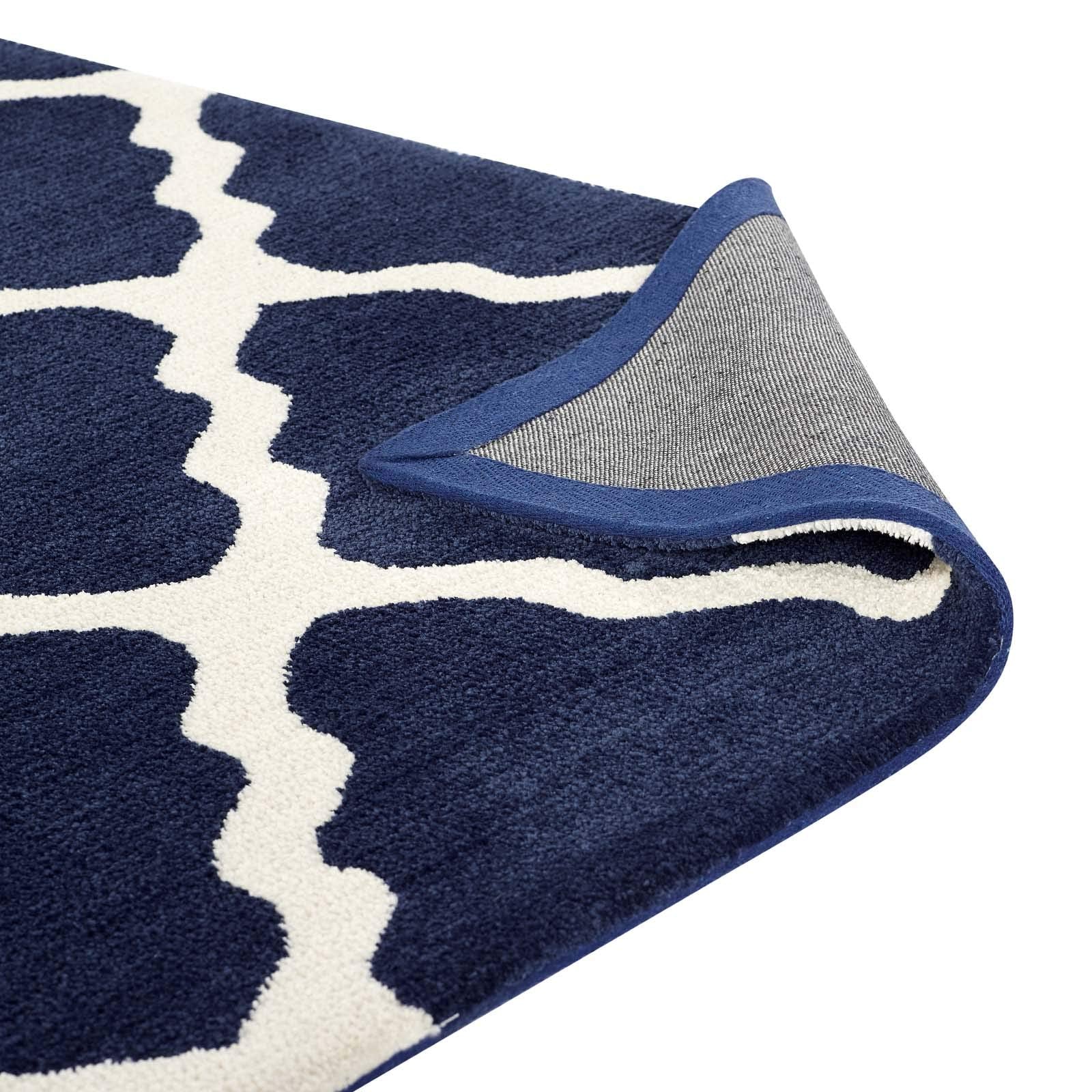 area rugs | CasaFoyer Marja Moroccan Trellis Area Rug | Navy/Ivory | 8x10 ft | Soft & Cozy Polyester Microfiber | Durable Jute Bottom | Minimal Shedding | Stain-Resistant | Easy to Clean | Perfect for Any Room | Kids & Pets Friendly | casafoyer.myshopify.com