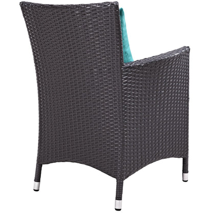 kitchen and dining room sets | CasaFoyer Convene Outdoor Sectional Series | Weather-Resistant Patio Dining Set with Umbrella | 8 Piece Espresso Turquoise | casafoyer.myshopify.com