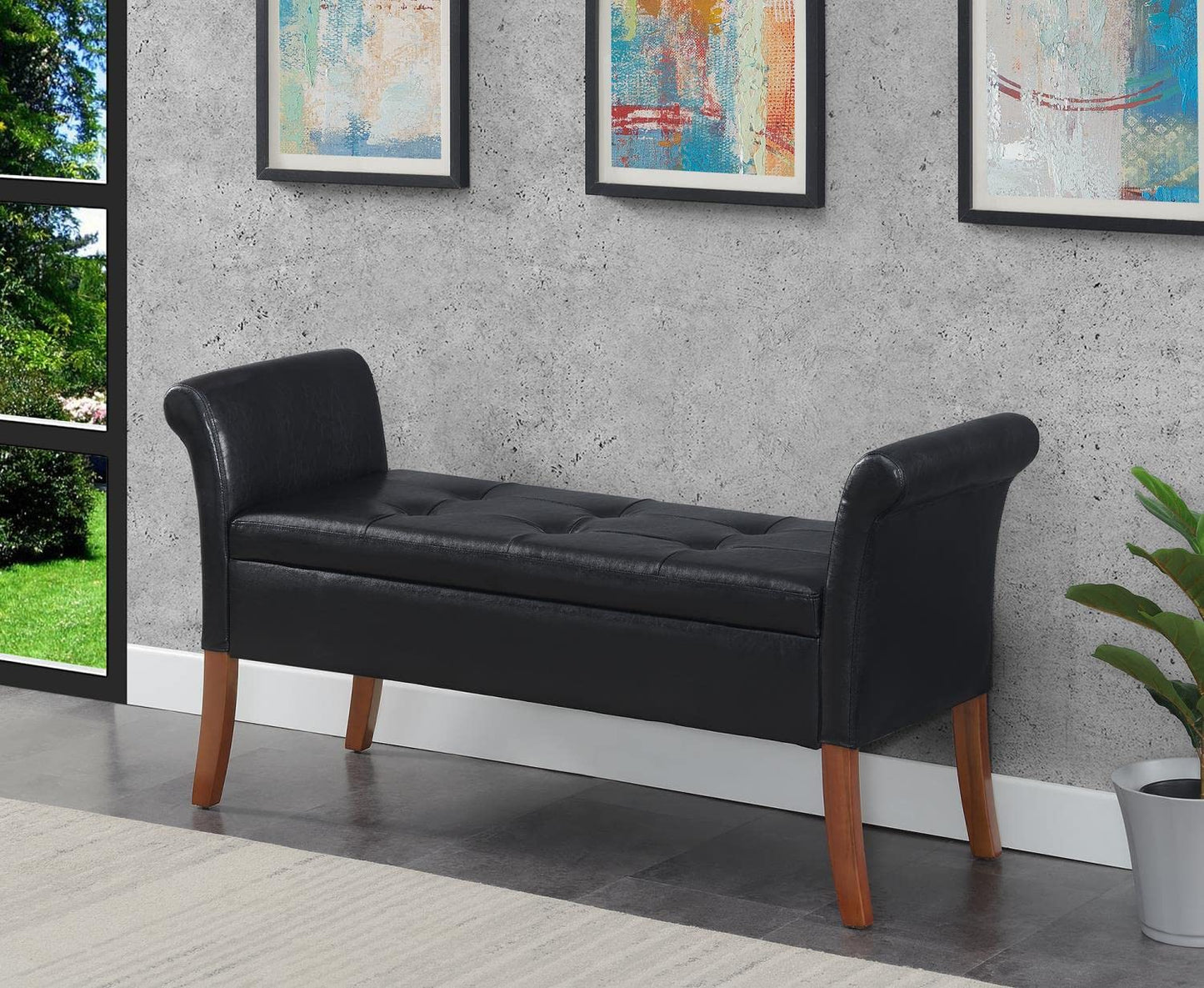 Ottoman | Designs4Comfort Garbo Storage Bench | Cozy Ottoman with Ample Storage Space | Durable Poplar Wood & Faux Leather Upholstery | Enhance Any Room's Ambiance | casafoyer.myshopify.com
