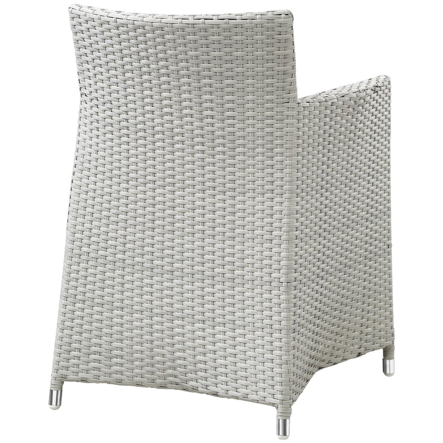 Dining Table | Junction Outdoor Patio Dining Furniture Set | Elegant & Practical 9 Piece Gray White Set | Synthetic Rattan Weave | Weather-Resistant Cushions | Powder-Coated Aluminum Frame | No Assembly Required | casafoyer.myshopify.com