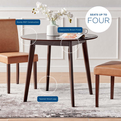 patio dining tables | CasaFoyer Vision 35 Round Dining Table | Mid-Century Modern Design | Durable MDF Top | Space-Saving | Accommodates 4 People | Cappuccino Finish | casafoyer.myshopify.com