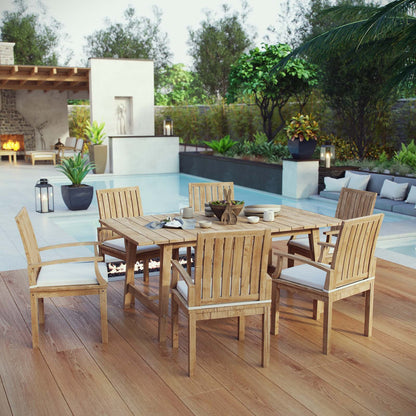 kitchen and dining room sets | CasaFoyer Premium Teak Wood Outdoor Set | Marina Collection | 7 Piece Patio Dining Set | Dorset Table & 6 Marina Armchairs | All-Weather Cushions | Durable & Stylish | Assembly Required | casafoyer.myshopify.com
