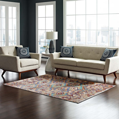 Carpet & Rugs | CasaFoyer Centehua Distressed Southwestern Aztec Area Rug | Vibrant Design | Stain Resistant | 8x10 Size | Ideal for Home Decor | Easy to Maintain | casafoyer.myshopify.com