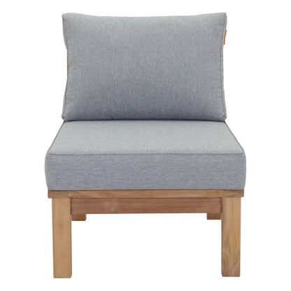 patio bistro sets | CasaFoyer Marina Teak Wood Outdoor Patio Armless Sofa Chair | Luxury, Durable, All-Weather Cushions | Modern Design | Assembly Required | casafoyer.myshopify.com