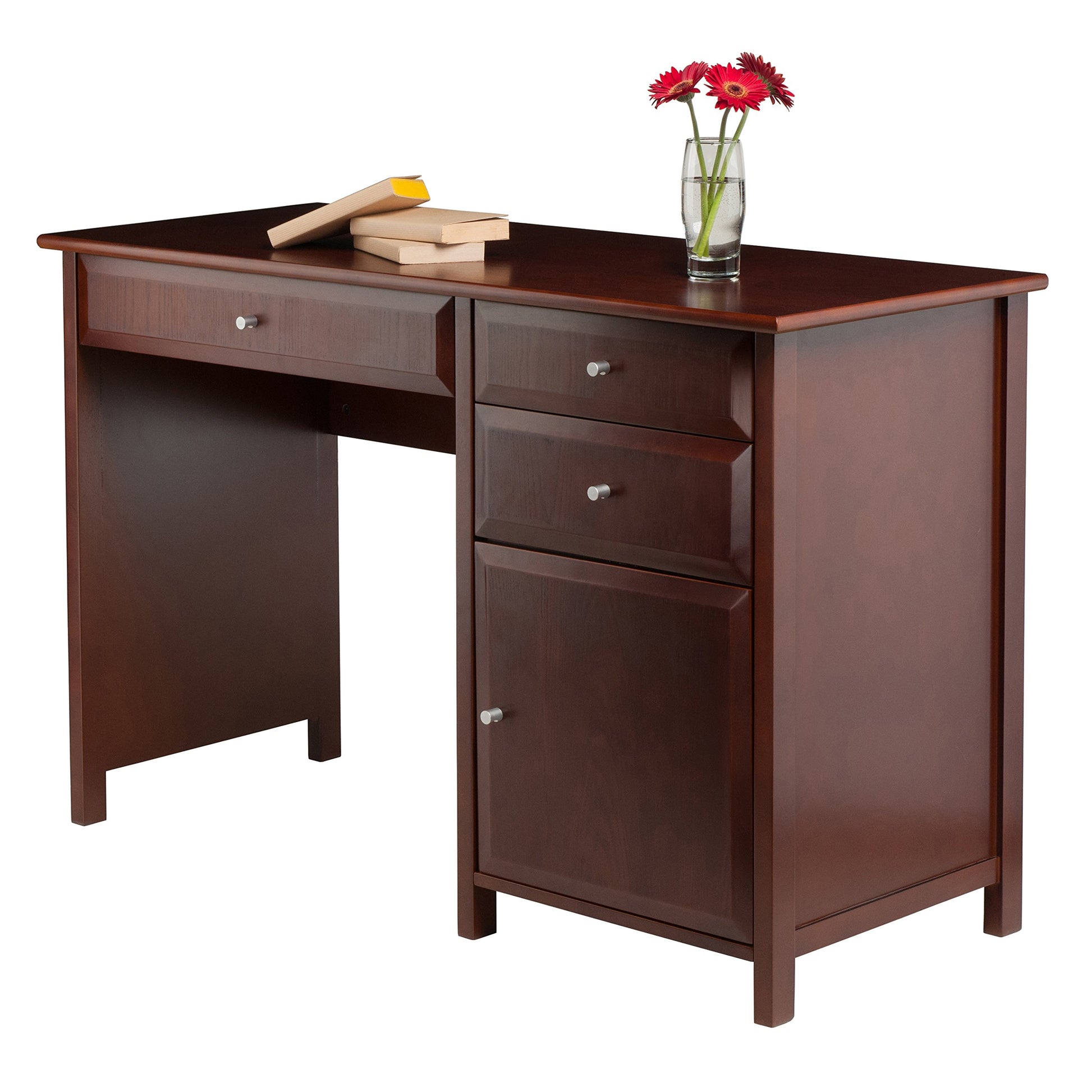 DESK | Ergode Delta Office Desk | Sleek & Modern Design | Walnut Finish | Drawers & Cabinet for Organization | Composite Wood | Easy Assembly | 30.7H x 47.2W x 20.2D | casafoyer.myshopify.com