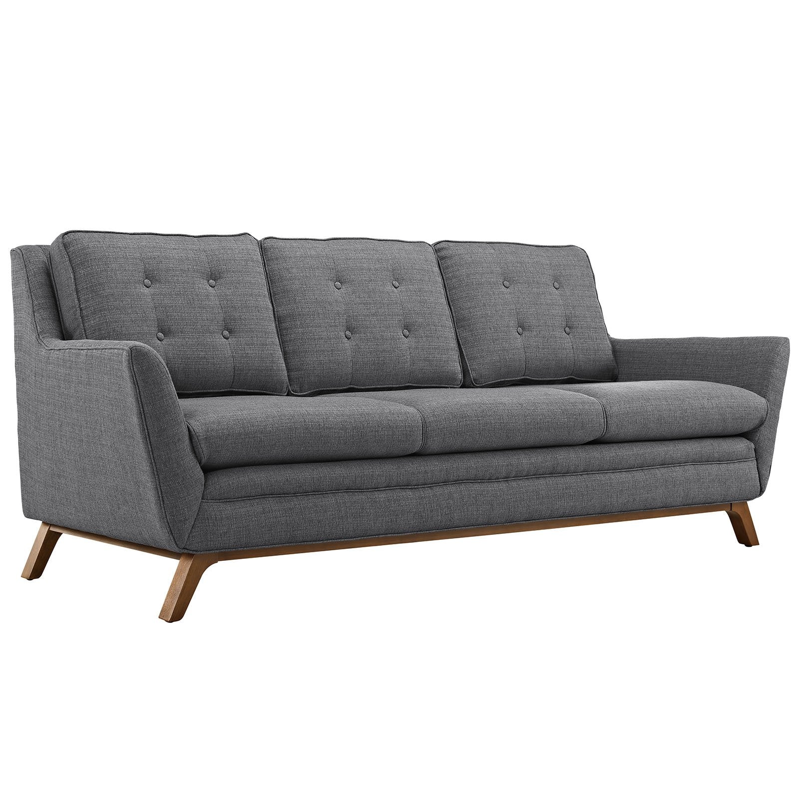 sofas | CasaFoyer Beguile Collection | Mid-Century Style Sofa | Plush Cushions | Walnut-Stained Base | Enhance Your Interior Design | casafoyer.myshopify.com