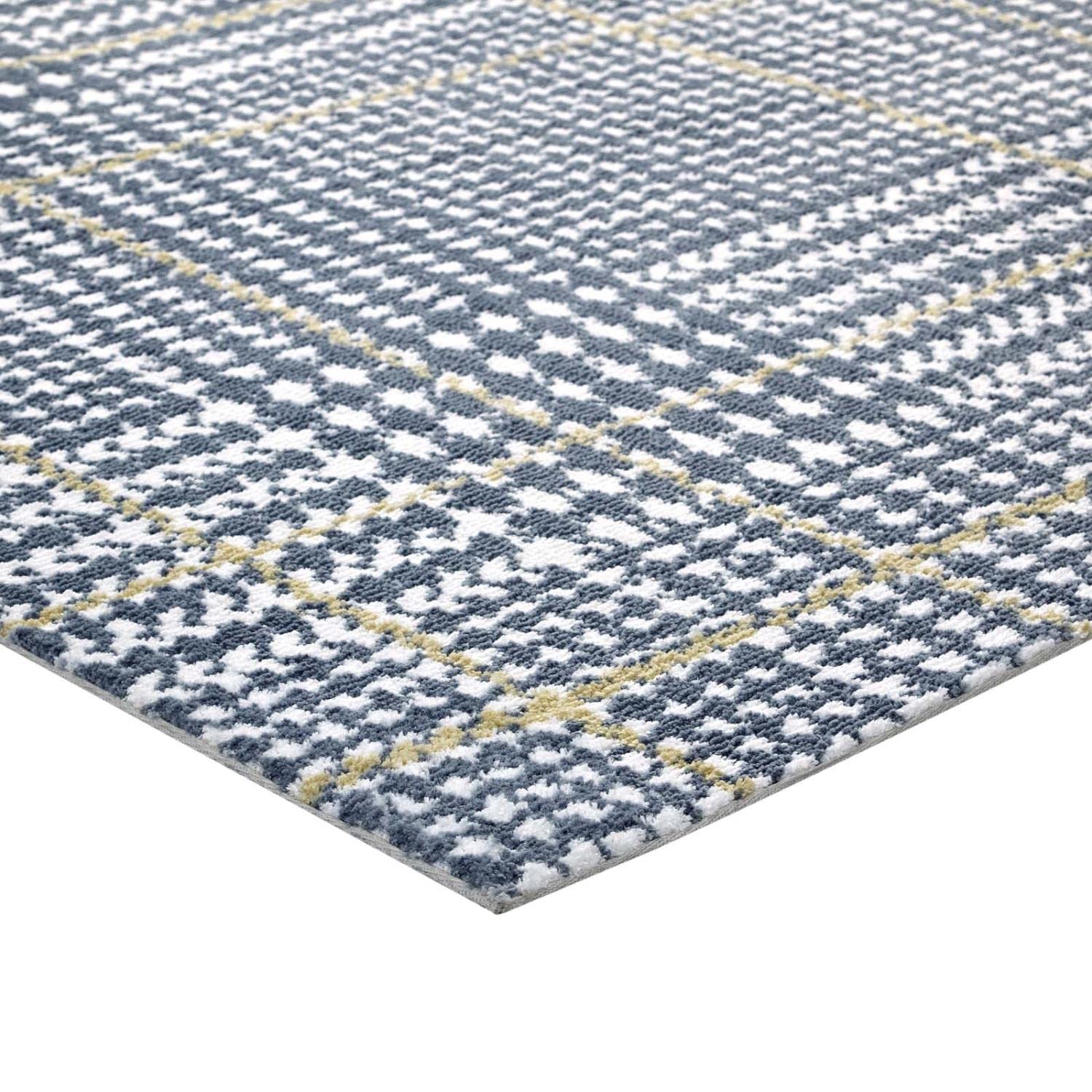 Carpet & Rugs | CasaFoyer Kaja Criss-Cross Modern Abstract Area Rug | Soft Polyester Microfiber | Non-Shedding | Stain-Resistant | 5x8 Ivory, Cadet Blue, Citron | casafoyer.myshopify.com