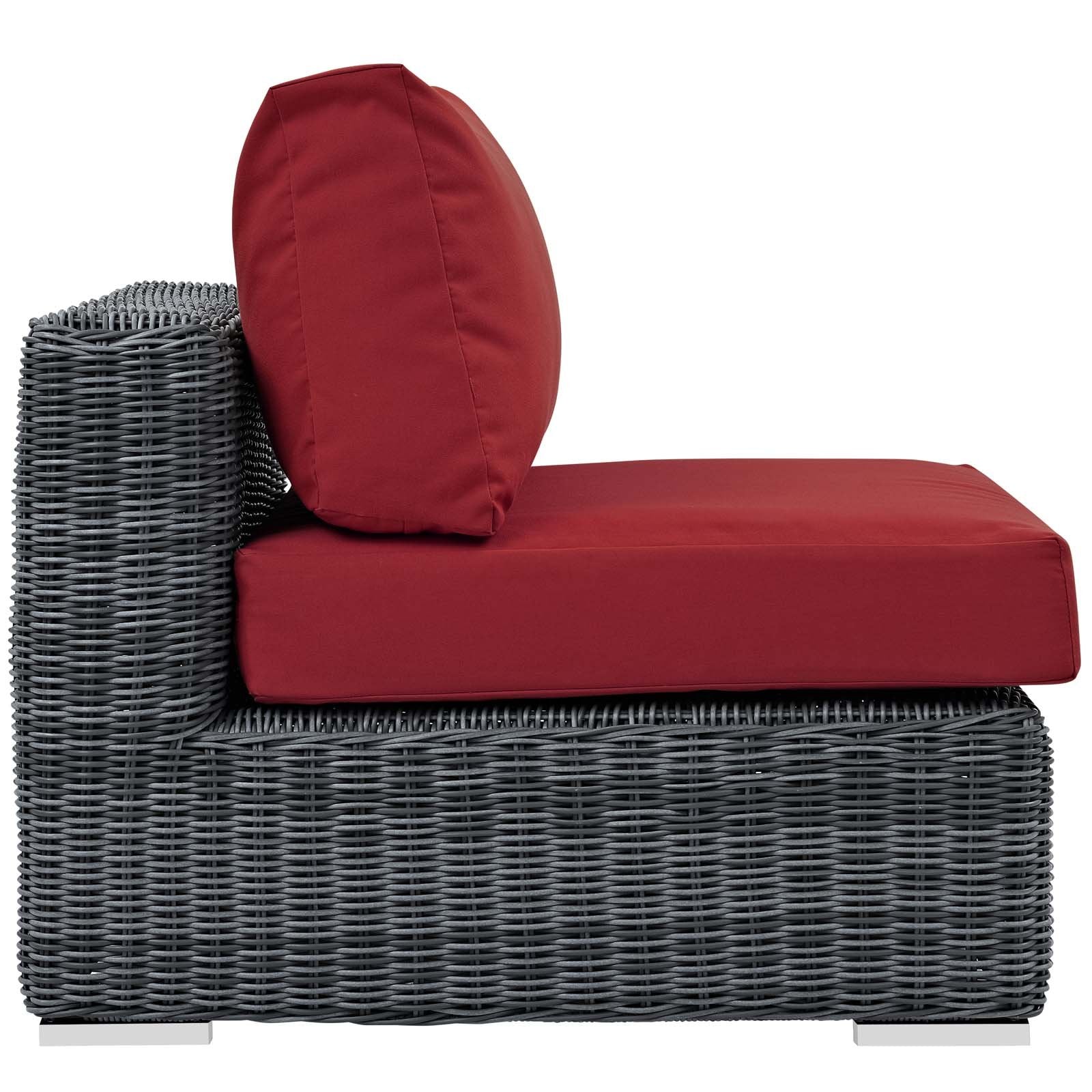 Patio Furniture Sets | Summon Outdoor Patio Armless Sectional Sofa Chair | Ultimate Comfort & Quality | Two-Tone Rattan Weave | Sunbrella Cushions | UV Protection | Durable Aluminum Frame | Perfect for Patio, Backyard, Poolside | casafoyer.myshopify.com