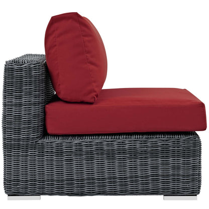 Patio Furniture Sets | Summon Outdoor Patio Armless Sectional Sofa Chair | Ultimate Comfort & Quality | Two-Tone Rattan Weave | Sunbrella Cushions | UV Protection | Durable Aluminum Frame | Perfect for Patio, Backyard, Poolside | casafoyer.myshopify.com