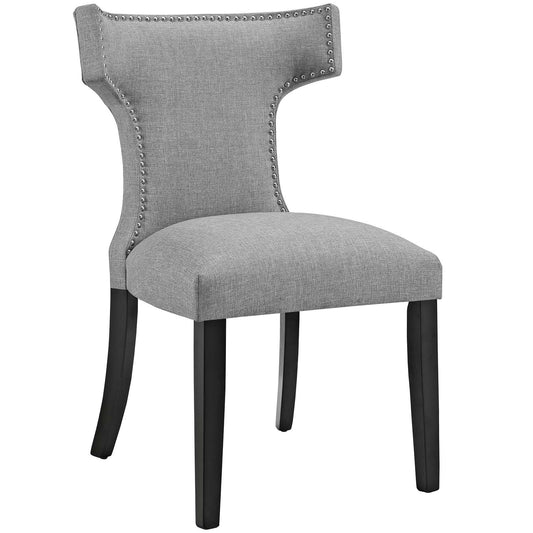 home office desk chairs | CasaFoyer Curve Dining Side Chair | Elegant Design with Nailhead Trim | Plush Foam Padding | Polyester Upholstery | Tapered Wood Legs | Light Gray | casafoyer.myshopify.com