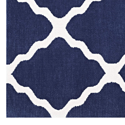 Carpet & Rugs | CasaFoyer Marja Moroccan Trellis Area Rug | Elegant lattice design | Soft polyester microfiber | Durable jute fabric bottom | Stain-resistant | Non-shedding | Easy to maintain | 5x8 size | Navy and Ivory | casafoyer.myshopify.com
