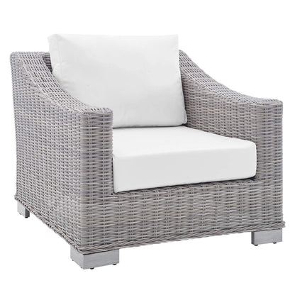 kitchen and dining room sets | CasaFoyer Conway Outdoor Patio Sunbrella Wicker Rattan 4-Piece Furniture Set | Comfortable, Durable, Stylish | Includes Sofa, Armchairs, Coffee Table | casafoyer.myshopify.com