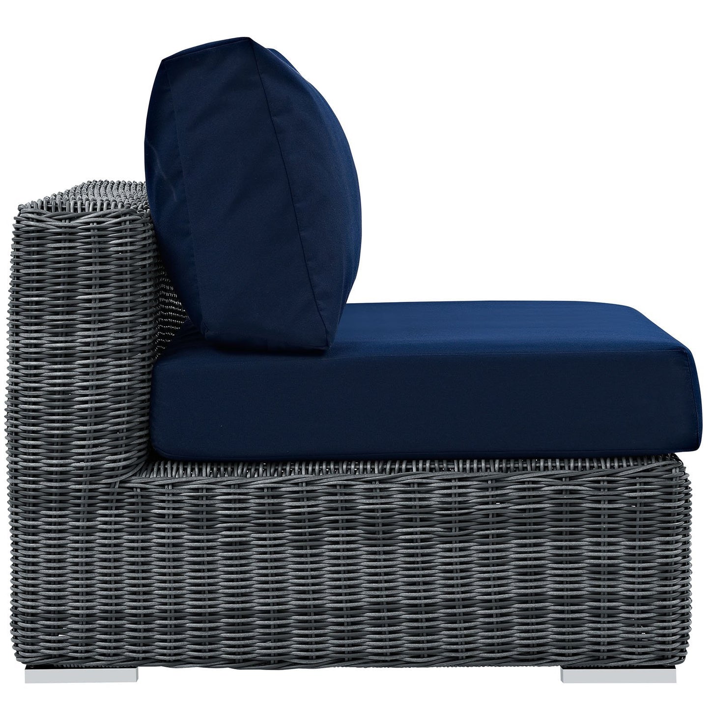 Patio Furniture Sets | Summon Outdoor Patio Armless Sectional Sofa Chair | Two-Tone Rattan | Sunbrella Cushions | UV Protection | Aluminum Frame | Perfect for Patio, Backyard, Poolside | casafoyer.myshopify.com