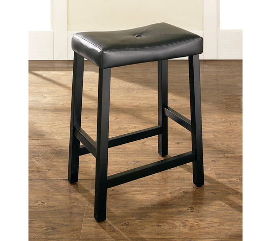 Dining Table | Upholstered Saddle Seat Stool | Durable Hardwood Construction | Faux Leather PVC Upholstery | 24 Seat Height | Ideal for Dining or Counter Seating | casafoyer.myshopify.com