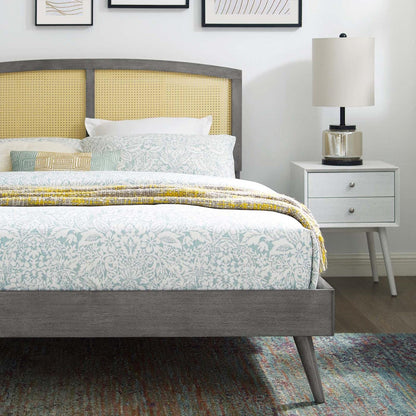 adjustable bed bases | CasaFoyer Sierra Woven Cane Rattan Wood Full Platform Bed | Tranquil Mid-Century Modern Design | No Box Spring Needed | Gray | casafoyer.myshopify.com