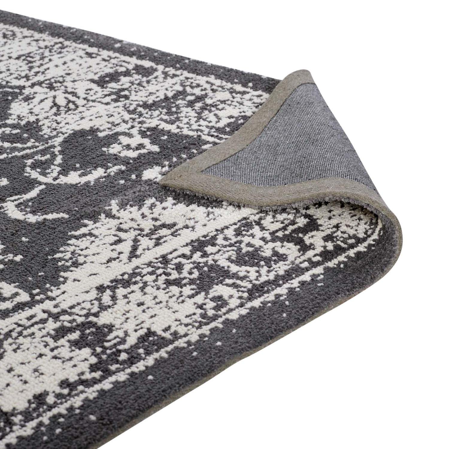 Carpet & Rugs | CasaFoyer Kazia Distressed Floral Lattice Area Rug | Modern Design | Plush Microfiber | Stain Resistant | 5x8 Dark Gray and Ivory | casafoyer.myshopify.com