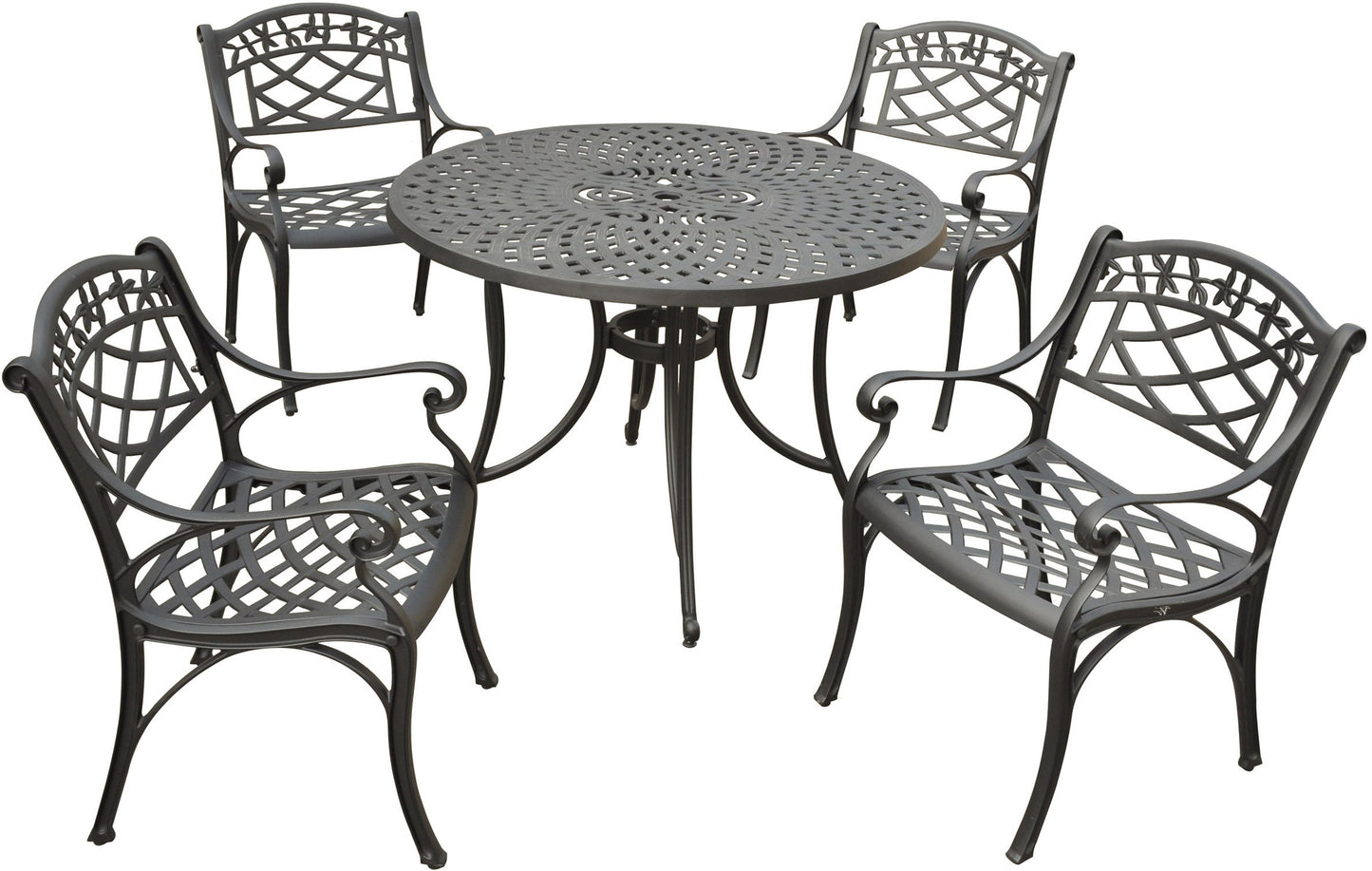 Patio Furniture Sets | Heavy-Duty Aluminum Outdoor Dining Set | Charcoal Black Finish | Contoured Seats | 5-Piece Set | casafoyer.myshopify.com