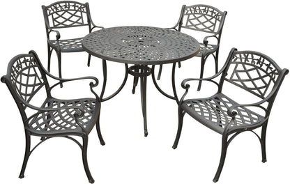 Patio Furniture Sets | Heavy-Duty Aluminum Outdoor Dining Set | Charcoal Black Finish | Contoured Seats | 5-Piece Set | casafoyer.myshopify.com