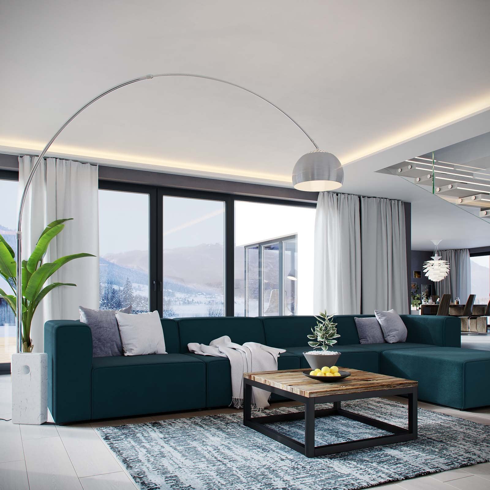 kitchen and dining room sets | CasaFoyer Mingle | 5-Piece Modular Sectional Sofa Set | Luxurious Comfort | Open and Captivating Space | Plush Foam Cushioning | Textured Polyester Upholstery | Contemporary Design | Blue | casafoyer.myshopify.com