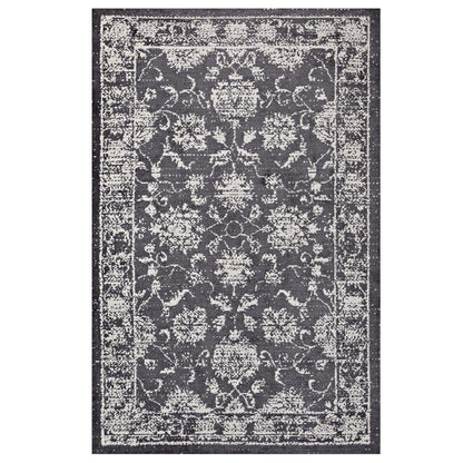 Carpet & Rugs | CasaFoyer Kazia Distressed Floral Lattice Area Rug | Modern Design | Plush Microfiber | Stain Resistant | 5x8 Dark Gray and Ivory | casafoyer.myshopify.com