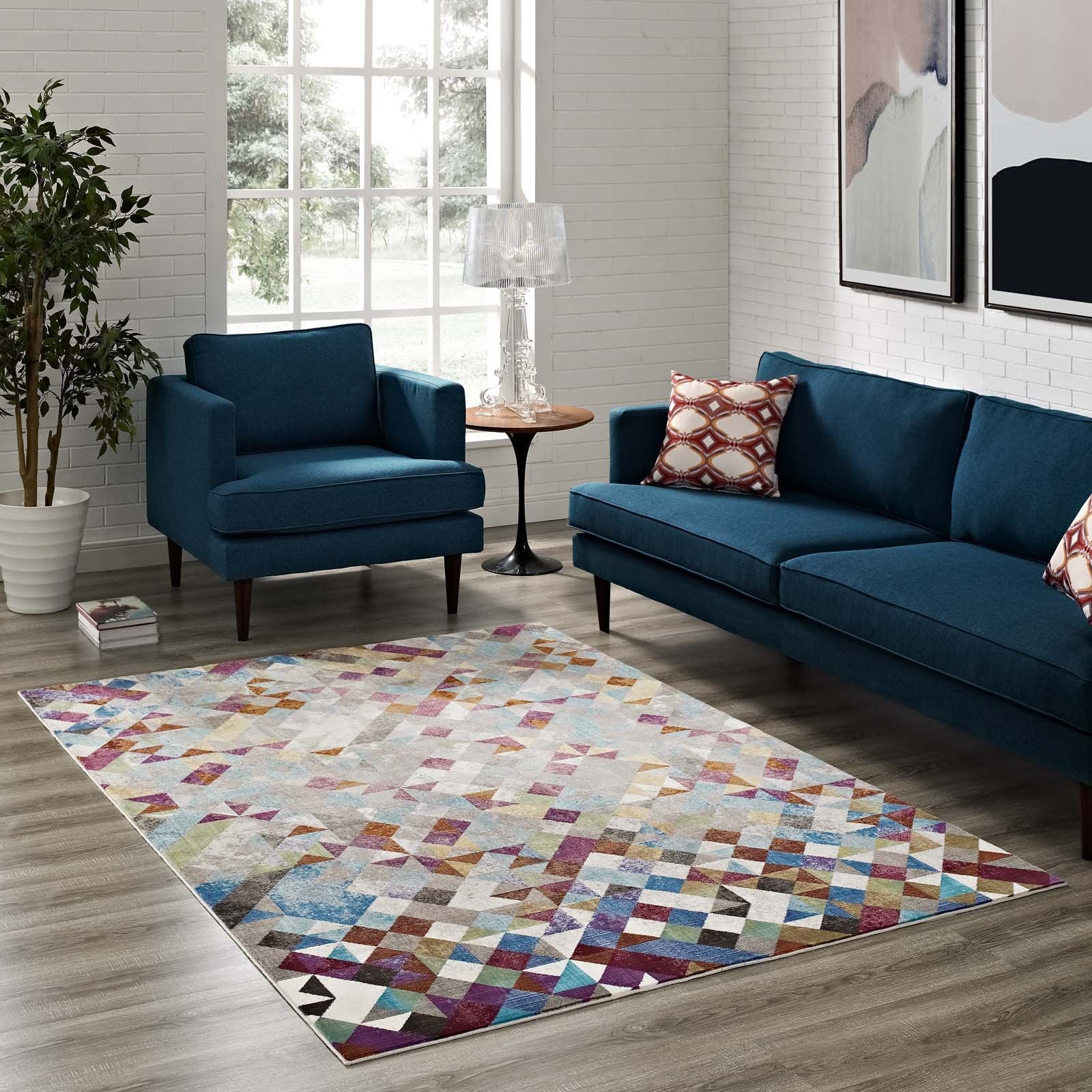 area rugs | CasaFoyer Lavendula Triangle Mosaic Area Rug | Geometric Pattern | Durable Polypropylene | Rubber Bottom | Stain-Resistant | 8x10 Size | casafoyer.myshopify.com