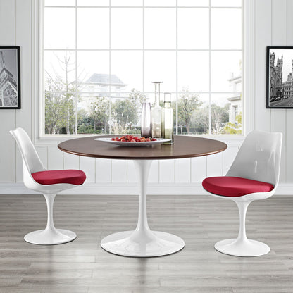 Dining Table | Lippa 47 Round Walnut Dining Table | Iconic Modern Design | Seamless Organic Shape | Aluminum Tapered Base | Chip-Resistant Finish | casafoyer.myshopify.com