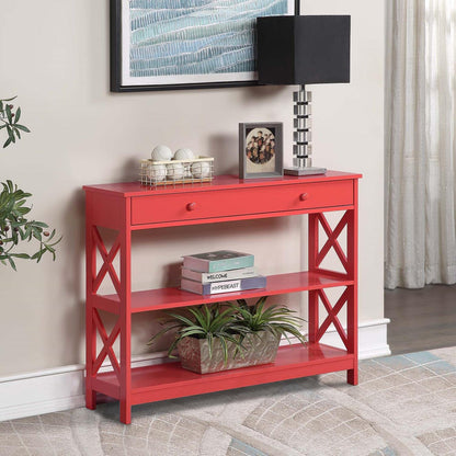 TABLE | Oxford 1 Drawer Console Table with Shelves | Ample Storage | Modern X Pattern Design | Durable Construction | Versatile & Complements Any Decor | casafoyer.myshopify.com