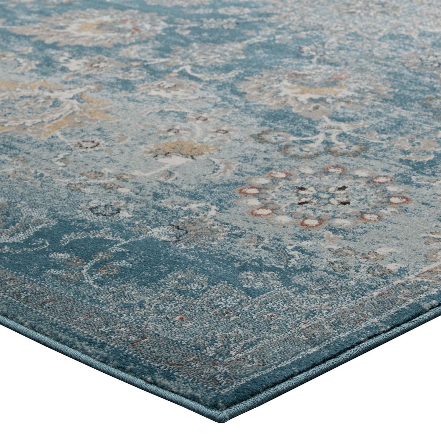 area rugs | CasaFoyer Cynara Distressed Floral Persian Medallion Area Rug | Durable Two-Ply Polypropylene | Elegant Design | Low Pile Weave | Rubber Bottom | Stain Resistant | Easy to Maintain | Ideal for High Traffic Areas | 8x10 Silver Blue, Teal, Beige | casafoyer.myshopify.com