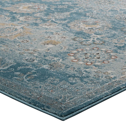 area rugs | CasaFoyer Cynara Distressed Floral Persian Medallion Area Rug | Durable Two-Ply Polypropylene | Elegant Design | Low Pile Weave | Rubber Bottom | Stain Resistant | Easy to Maintain | Ideal for High Traffic Areas | 8x10 Silver Blue, Teal, Beige | casafoyer.myshopify.com