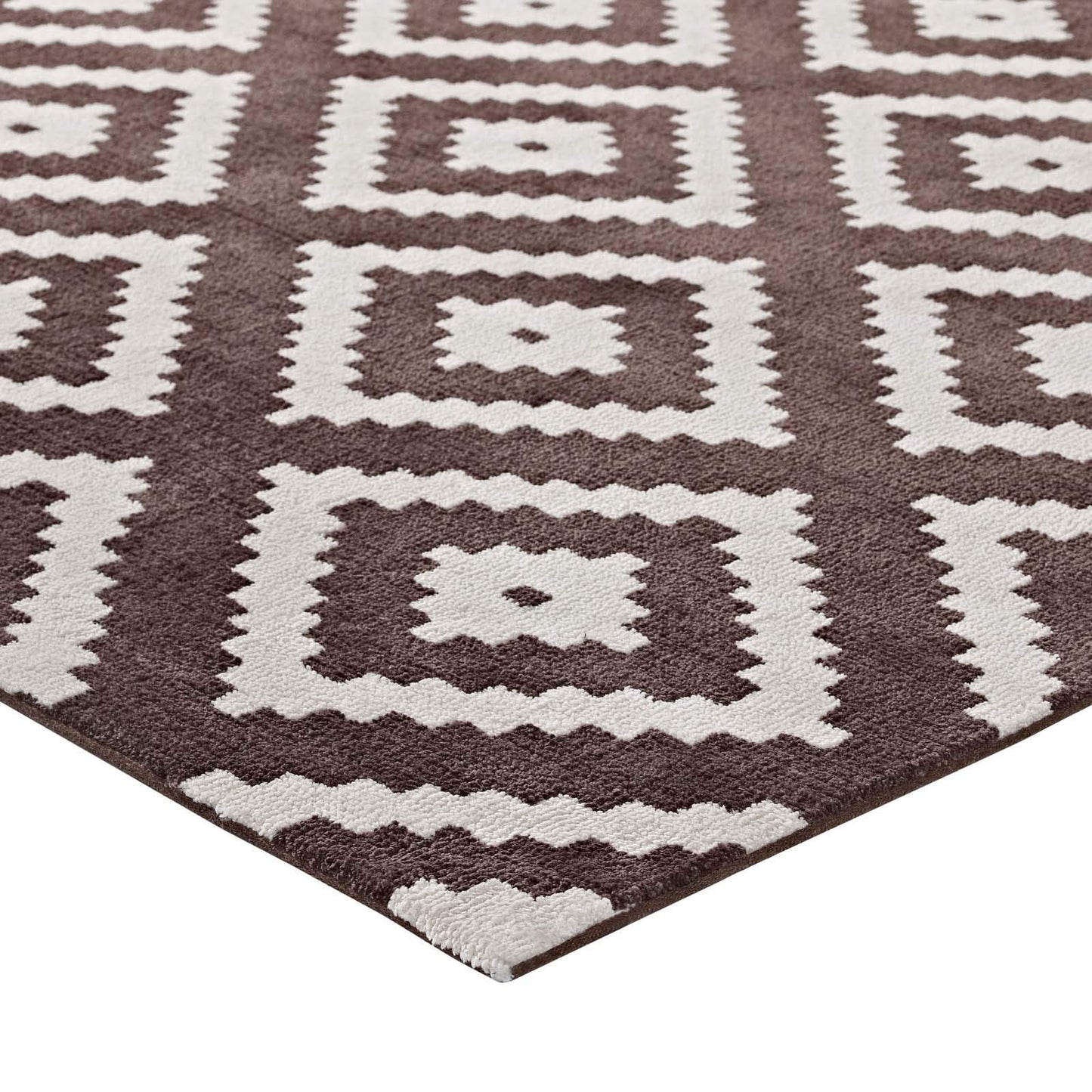 Carpet & Rugs | CasaFoyer Alika Abstract Diamond Trellis Area Rug | Elegant Modern Design | Durable & Stain Resistant | 8x10 Ivory/Brown | casafoyer.myshopify.com