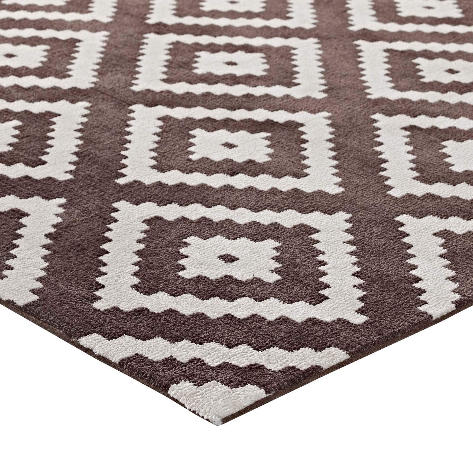 Carpet & Rugs | CasaFoyer Alika Abstract Diamond Trellis Area Rug | Elegant Modern Design | Durable & Stain Resistant | 8x10 Ivory/Brown | casafoyer.myshopify.com