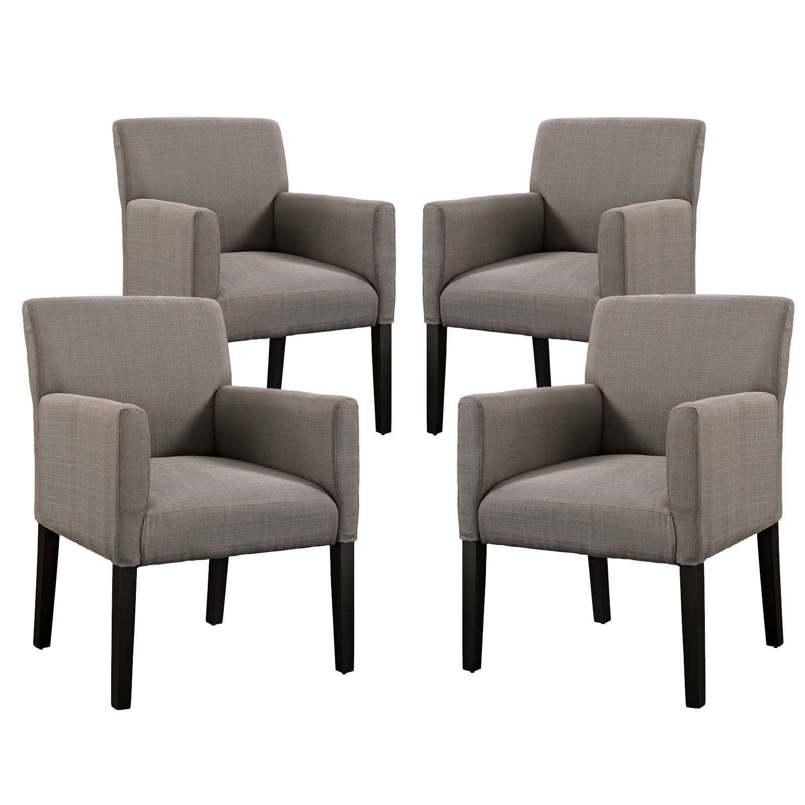 home office desk chairs | CasaFoyer Chloe Armchair Set of 4 | Versatile Design | Comfortable Fabric | Dark Wooden Legs | Perfect for Dining, Waiting Room, or Living Room Decor | Timeless Charm | Neutral Style | casafoyer.myshopify.com