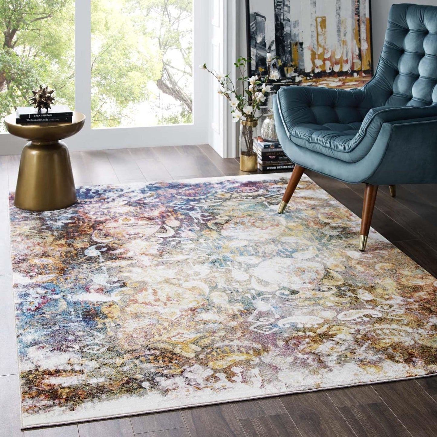 area rugs | CasaFoyer Jayla Transitional Distressed Vintage Floral Moroccan Trellis Area Rug | Durable & Soft Polypropylene | Rubber Bottom | Stain-Resistant | 5x8 | casafoyer.myshopify.com