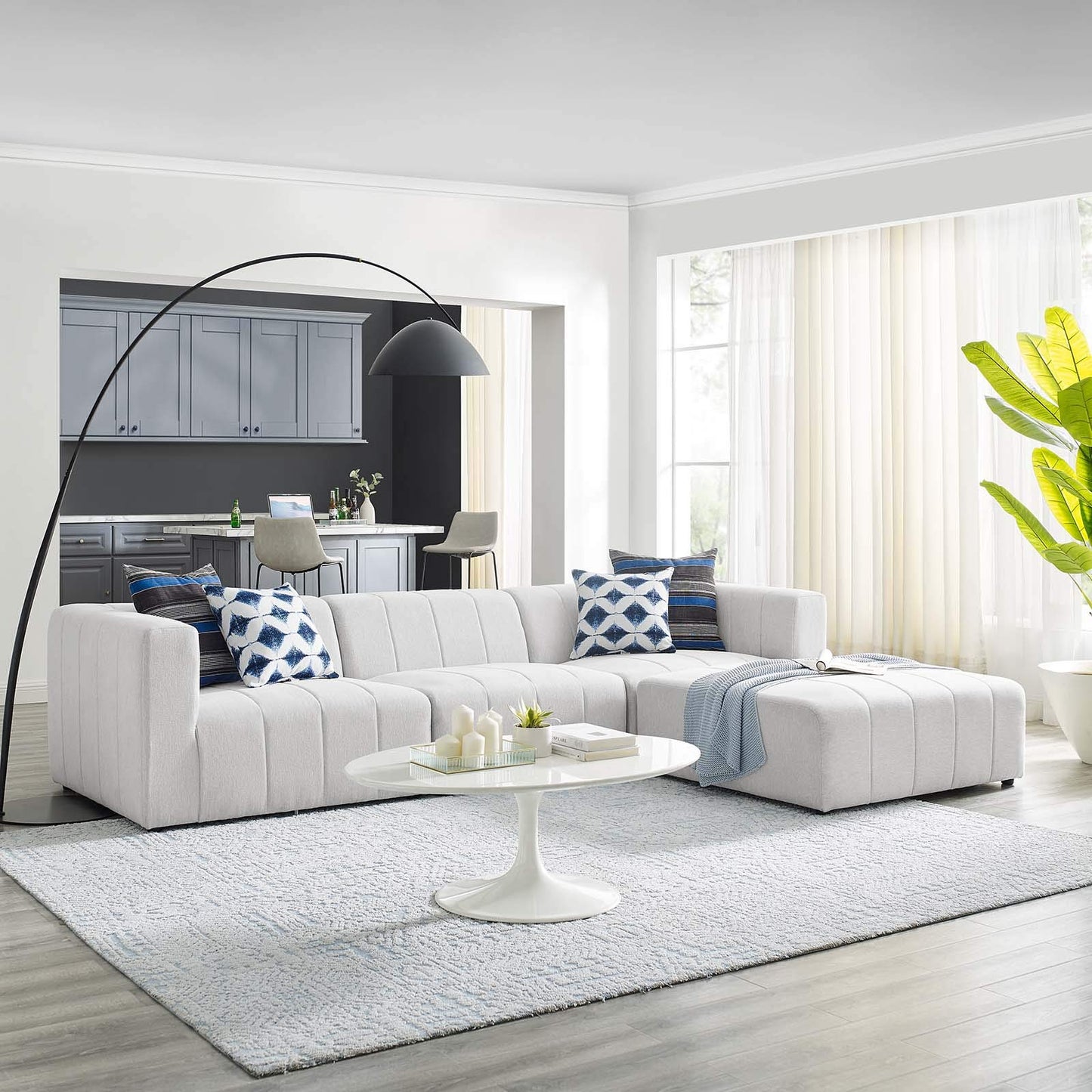 sofas | CasaFoyer Bartlett Upholstered Fabric 4-Piece Sectional Sofa | Ultimate Comfort & Relaxation | Retro Modern Style | Dense Foam Padding | Solid Wood Frame | Ivory | casafoyer.myshopify.com