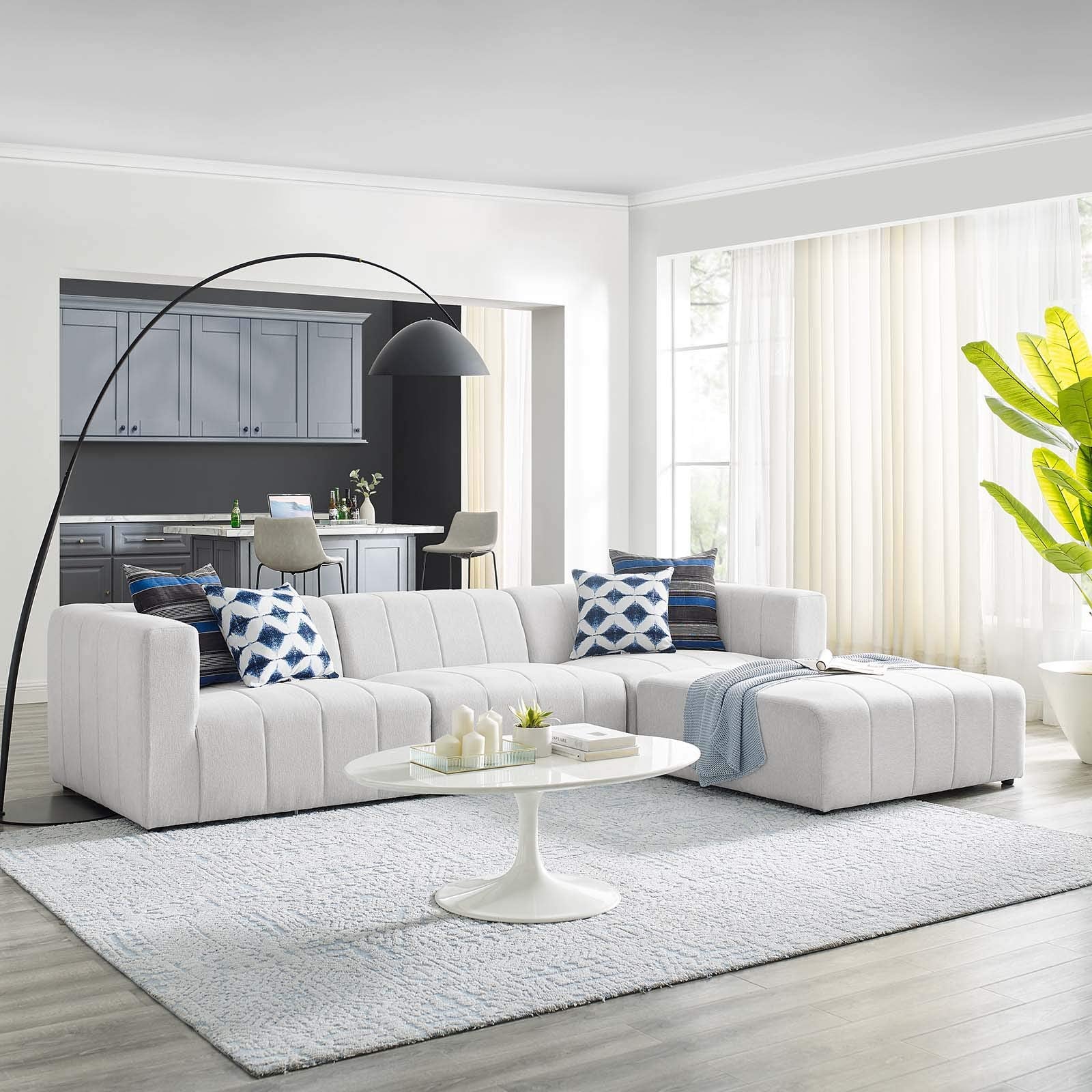 sofas | CasaFoyer Bartlett Upholstered Fabric 4-Piece Sectional Sofa | Ultimate Comfort & Relaxation | Retro Modern Style | Dense Foam Padding | Solid Wood Frame | Ivory | casafoyer.myshopify.com