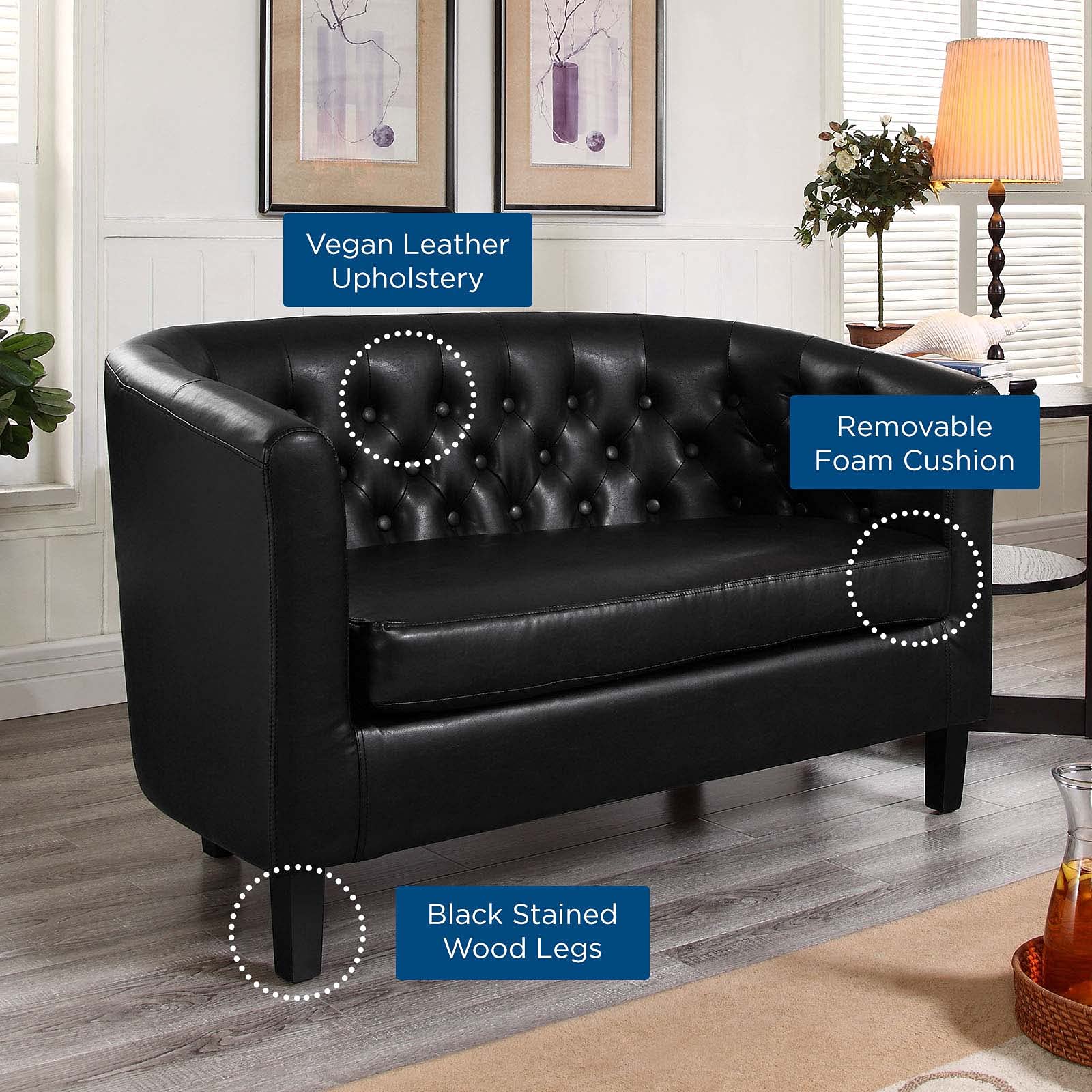 sofas | Prospect Chesterfield Loveseat | Timeless Elegance & Modern Sophistication | Button Tufting | Plush Foam Padding | High-Quality Faux Leather | casafoyer.myshopify.com