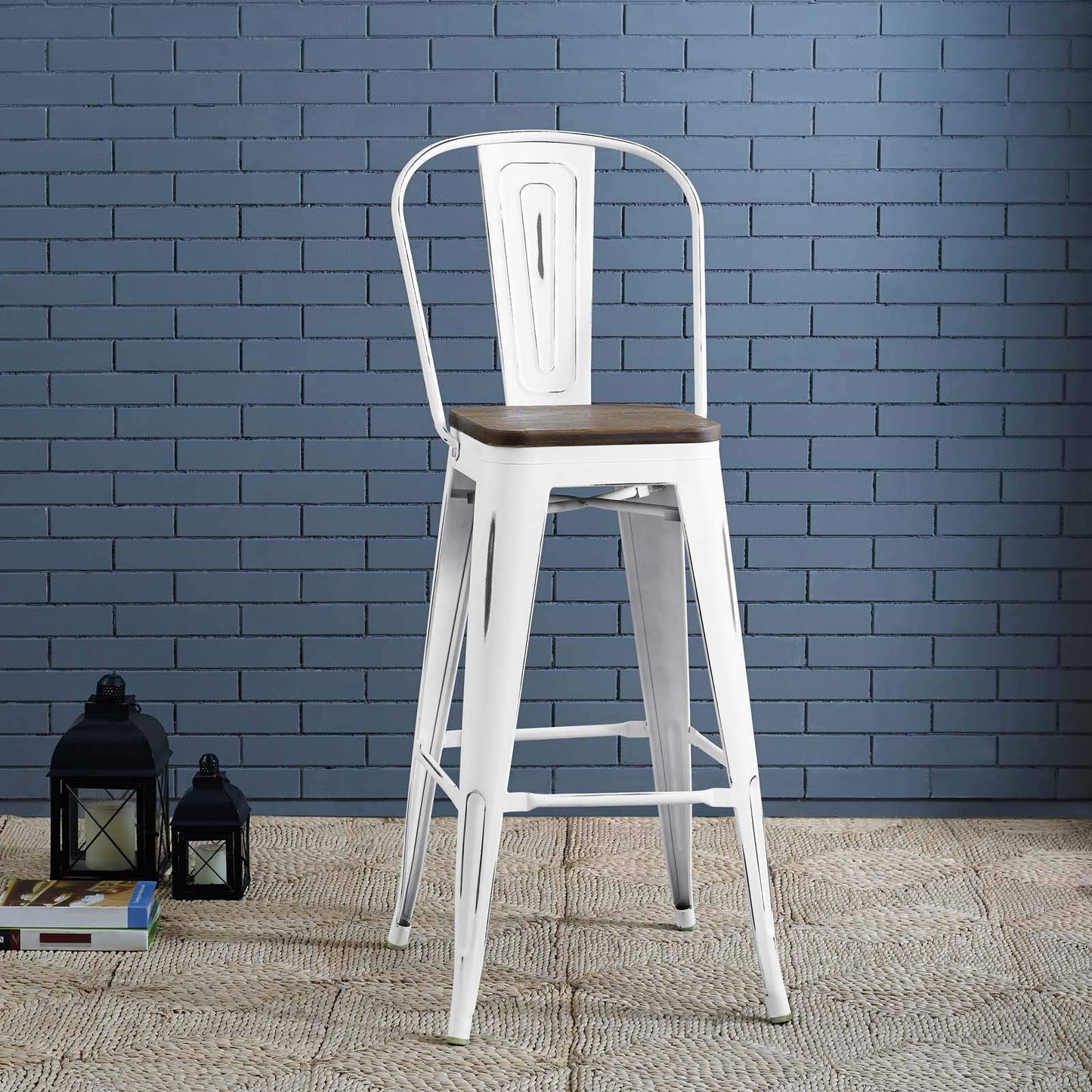 barstools | CasaFoyer Promenade Side Bamboo & Metal Bar Stool | Vintage Steel Finish | Bold & Modern Industrial Aesthetic | Ideal for Breakfast Nook or Bar Area | casafoyer.myshopify.com