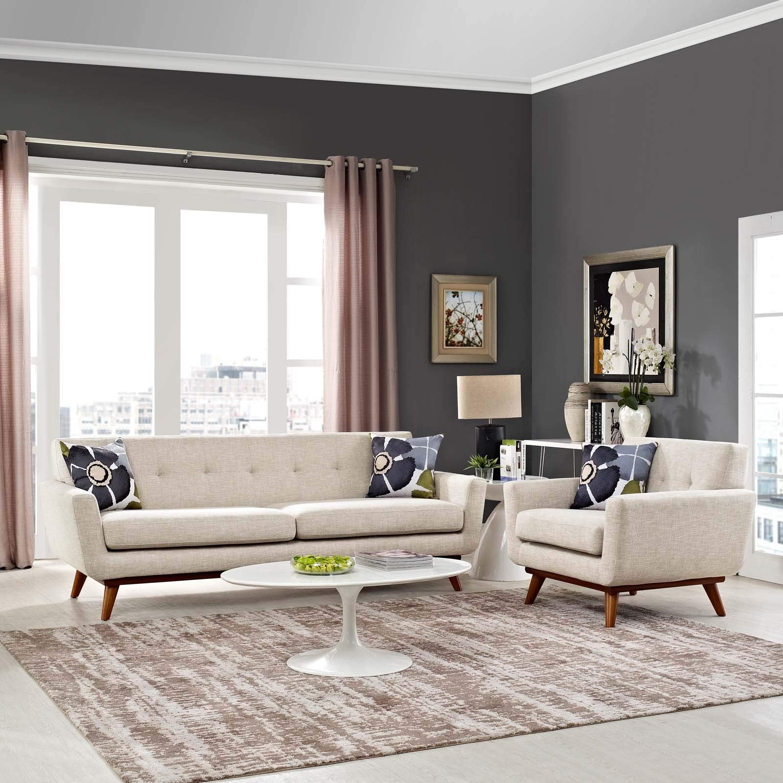 kitchen and dining room sets | CasaFoyer Engage Sofa | Dual Cushions | Cherry Wood Legs | Perfect for Lounging & Entertaining | Includes Engage Armchair | casafoyer.myshopify.com