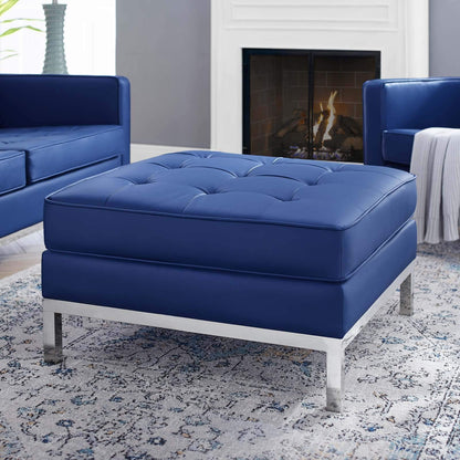 home office desk chairs | CasaFoyer Loft Tufted Button Faux Leather Ottoman | Luxurious Upholstery | Sleek Design | Stainless Steel Frame | Supports up to 300 lbs | casafoyer.myshopify.com